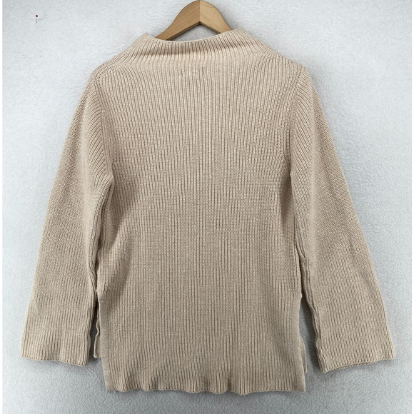 PACT Sweater Womens XS Organic Cotton Ribbed Funnel Neck Pullover Beige - Picture 3 of 13